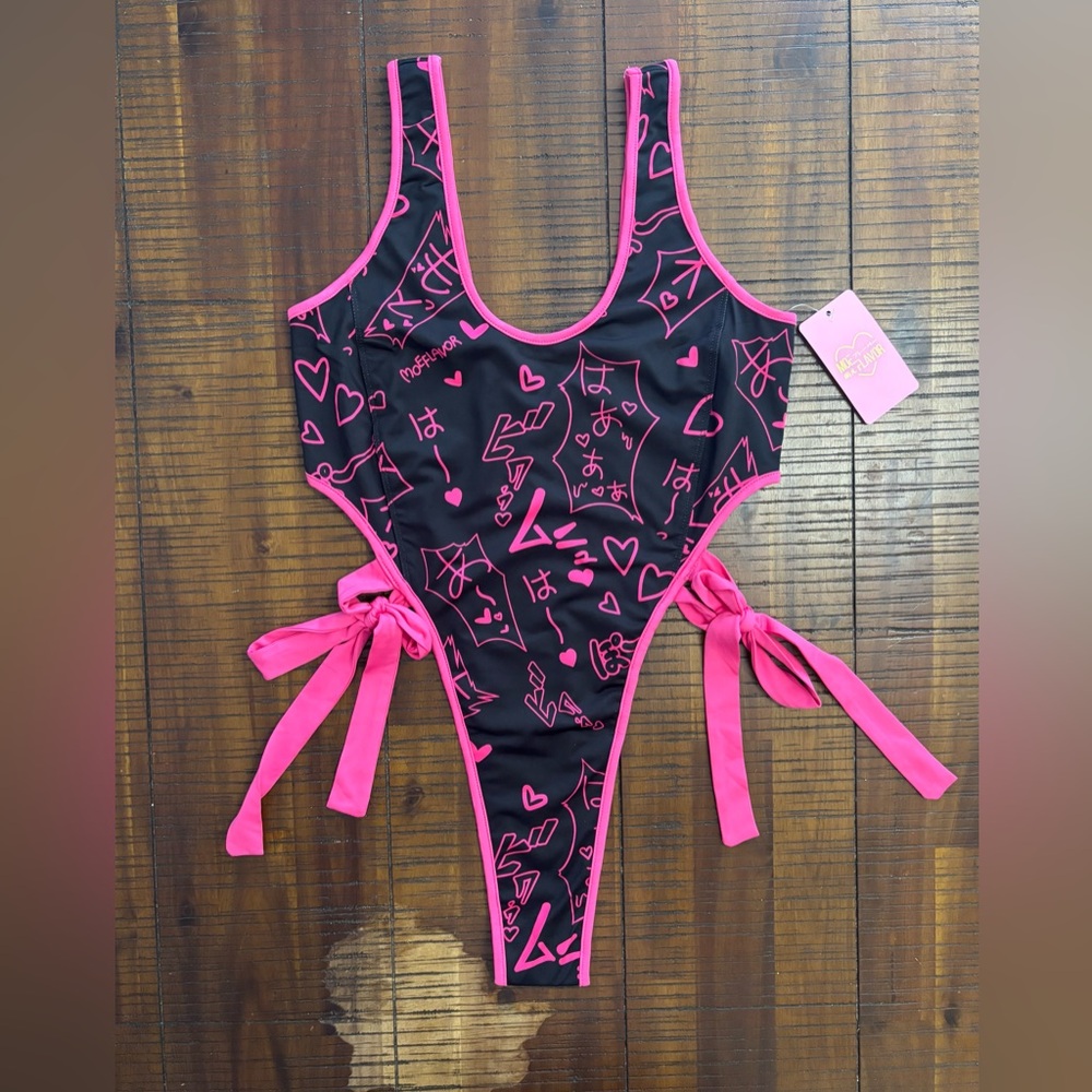 Black/Pink One Piece Swimsuit